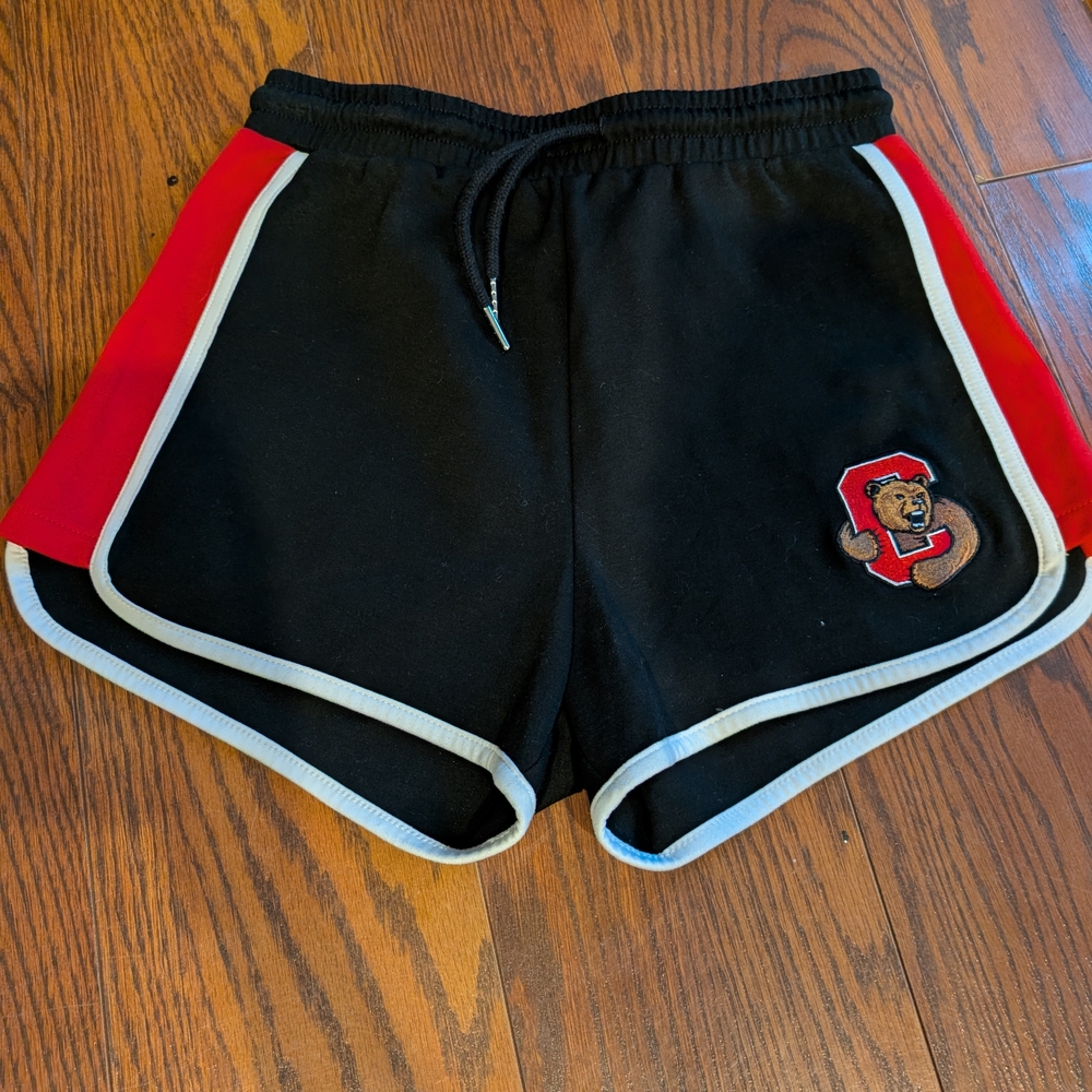 Cornell Mascot Retro Black Shorts Red Trim 90s Lounge Active PJ Workout S Y2k